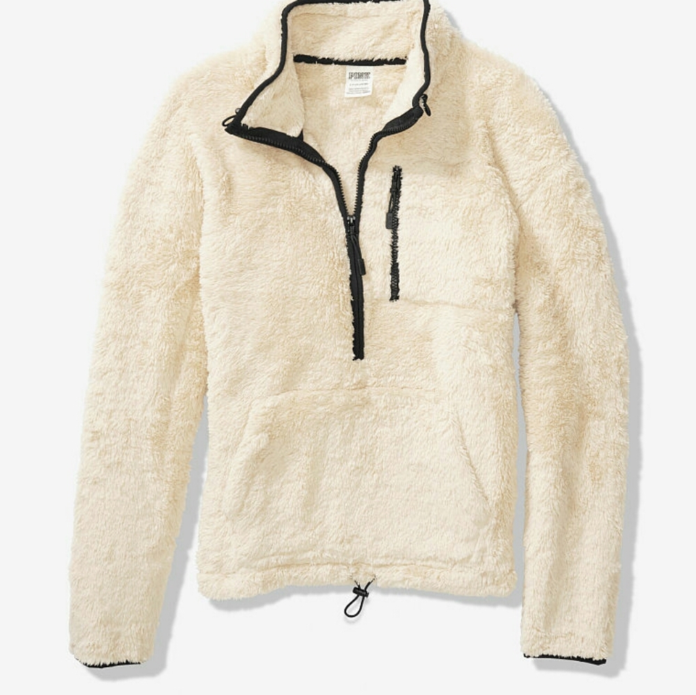 Victorias secret pink teddy half zip